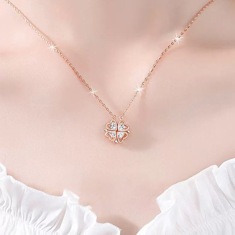 ジルコン ネックレス レディース シルバー925 ハート クローバー TL004
