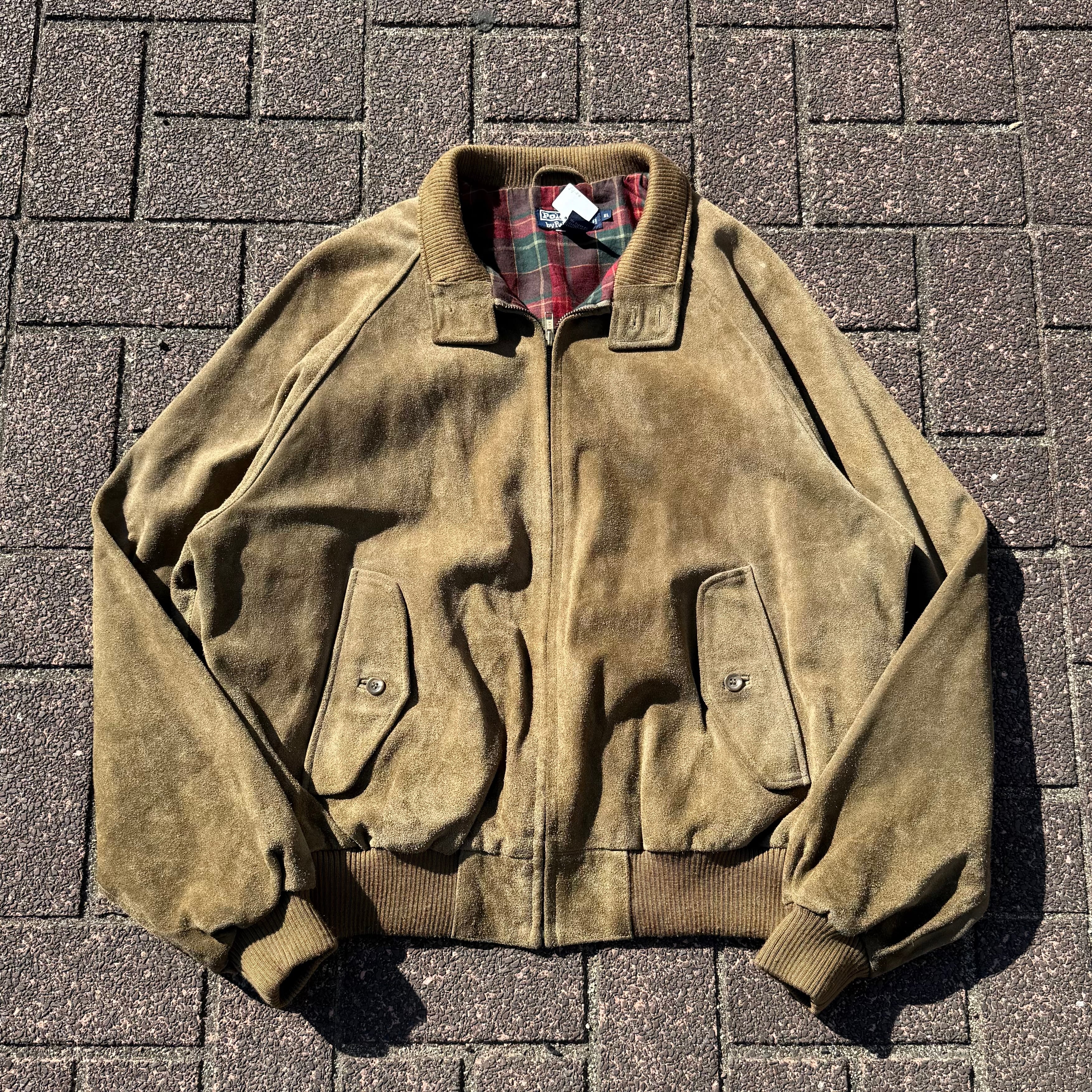 G-9】90's~ Polo by Ralph Lauren Suede Leather Jacket | spike osu