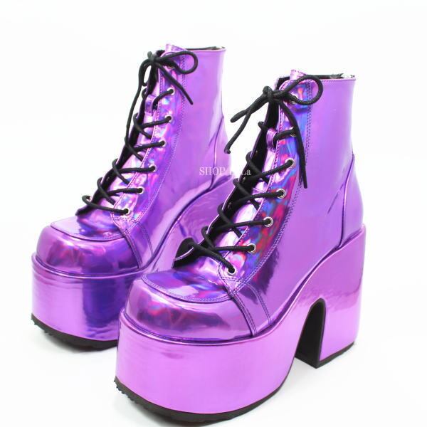 【激レア品❣️】デモニア Demonia 厚底 紫 蛍光色 サイズ交換OK】Demonia(デモニア)正規保証品 厚底 ブーツ 紫
