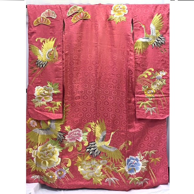 着物・大振袖・刺繍・鶴・花・ピンク系地・No.200701-1680・梱包サイズ80