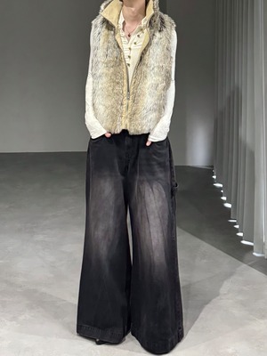“reversible” fake fur vest / beige