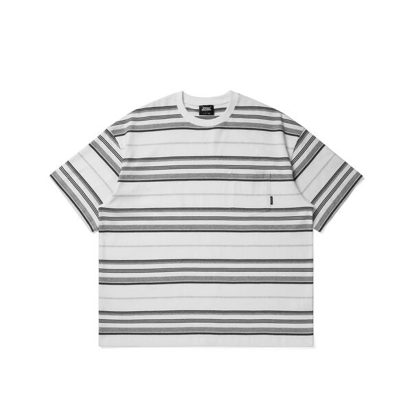 デザインストライプラウンドネックTシャツ vi1308