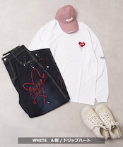 ◆ハート刺繍 ワイドシルエット L/S Tee◆bf-25101