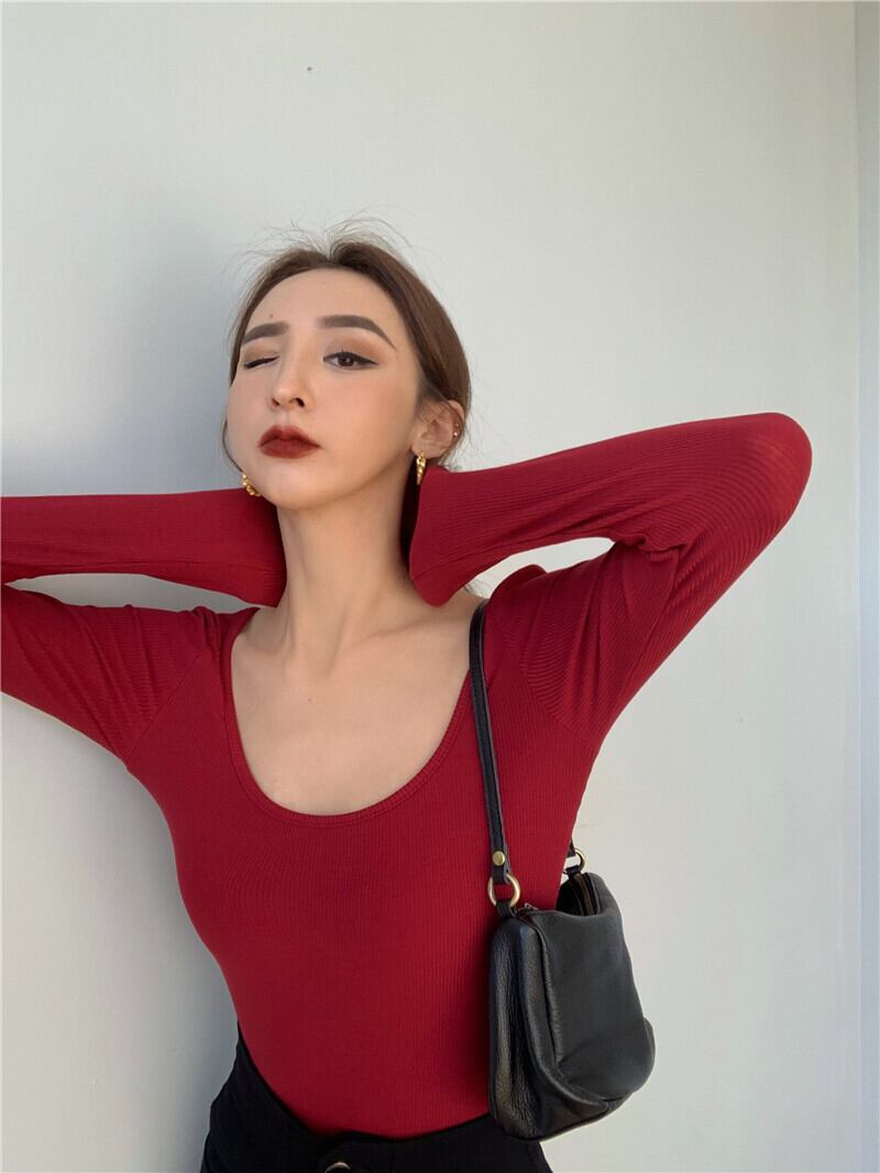 Tシャツ シャツ レッドスタイルスプリングトップス ロング 春物 ブラックストロベリース4628148425