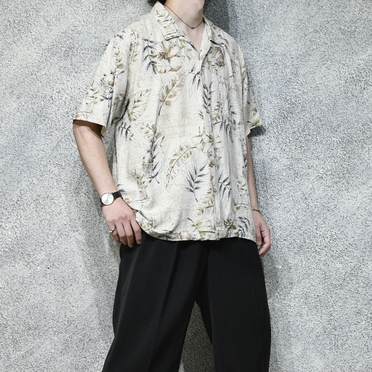 Batik Bay silk aloha shirt ivory