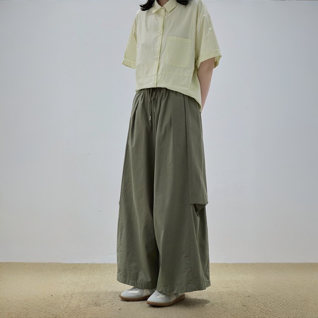 ルーズシルエットサイドタックワイドパンツ　A02305