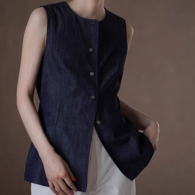 クルーネックデニムベスト　　1225