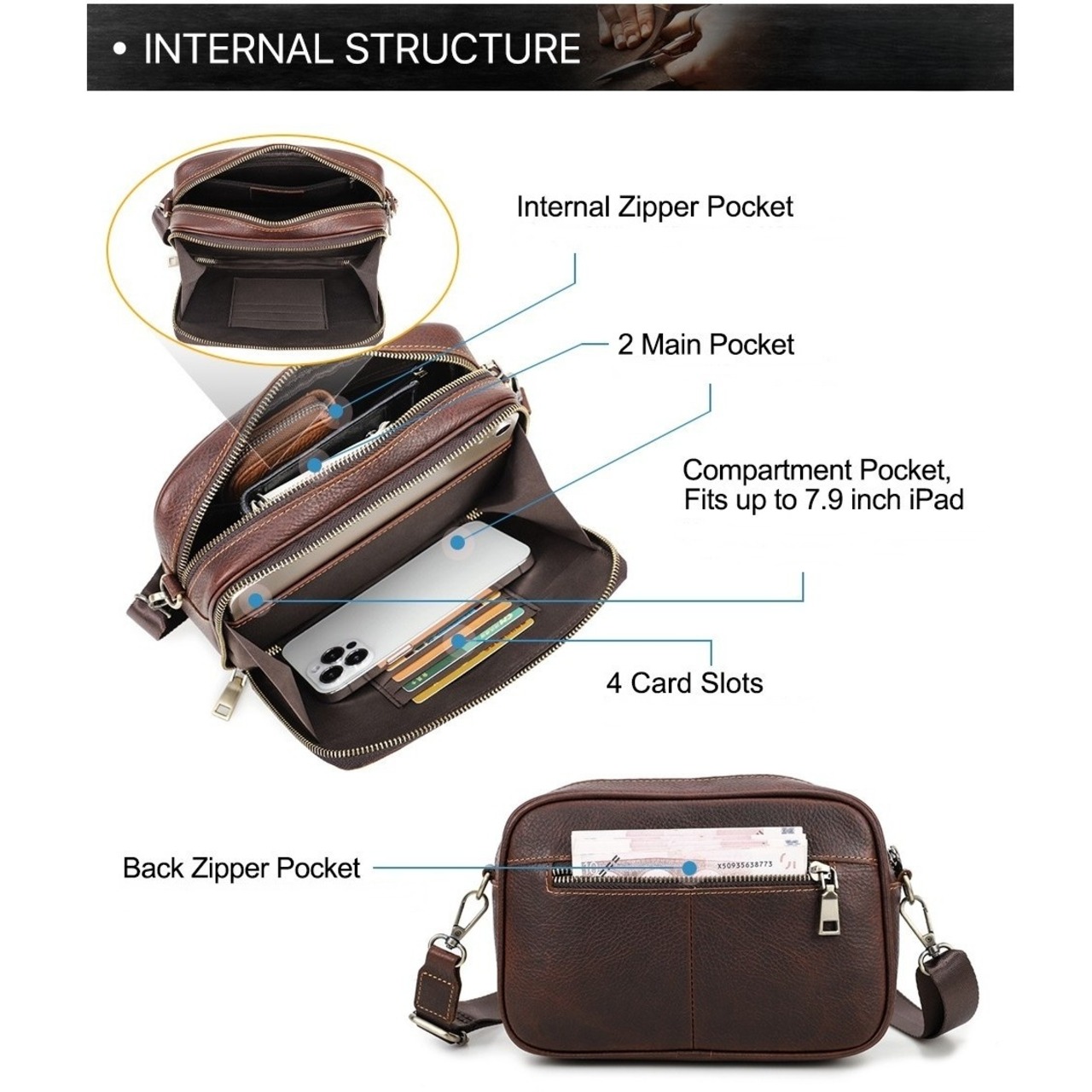 2Way Genuine Leather Clutch Shoulder Bag / 2ウェイ 本革 レザー クラッチ ショルダー バッグ