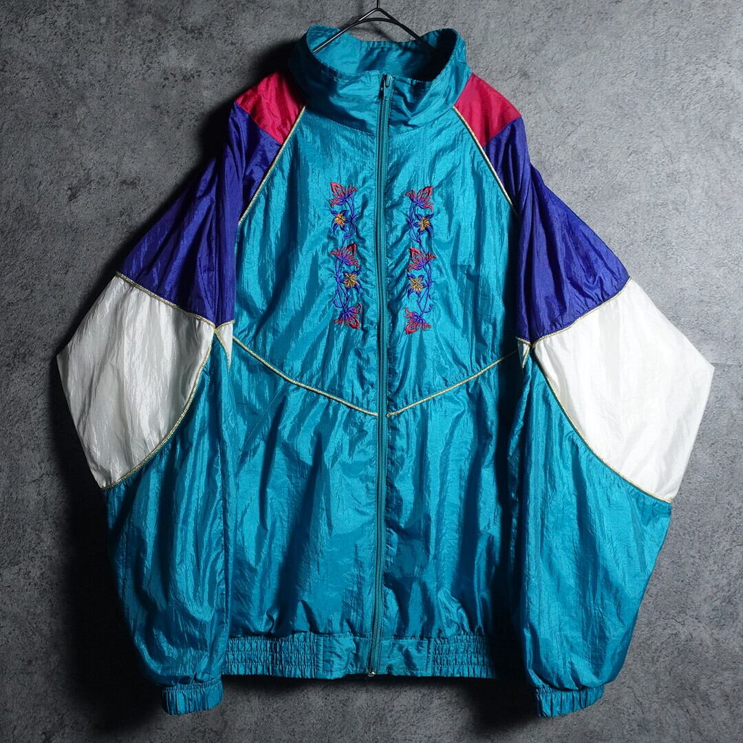 Multicolor Flower Embroidery Design Nylon Jacket