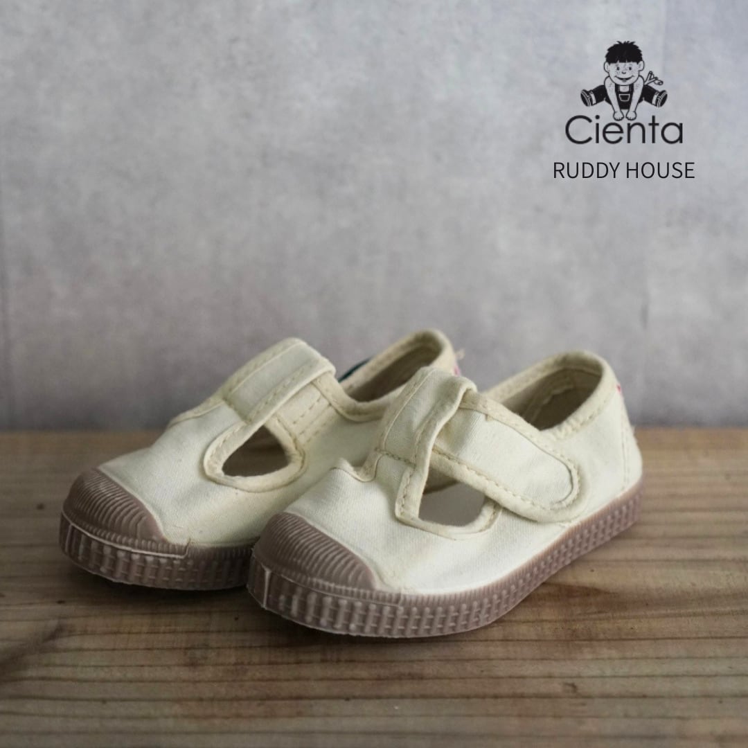Cienta / T-strap / Sand / brown sole
