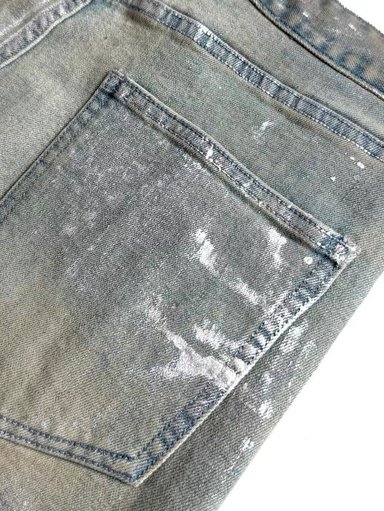 【CinderVein】Metallic Transfer Straight Denim Pants