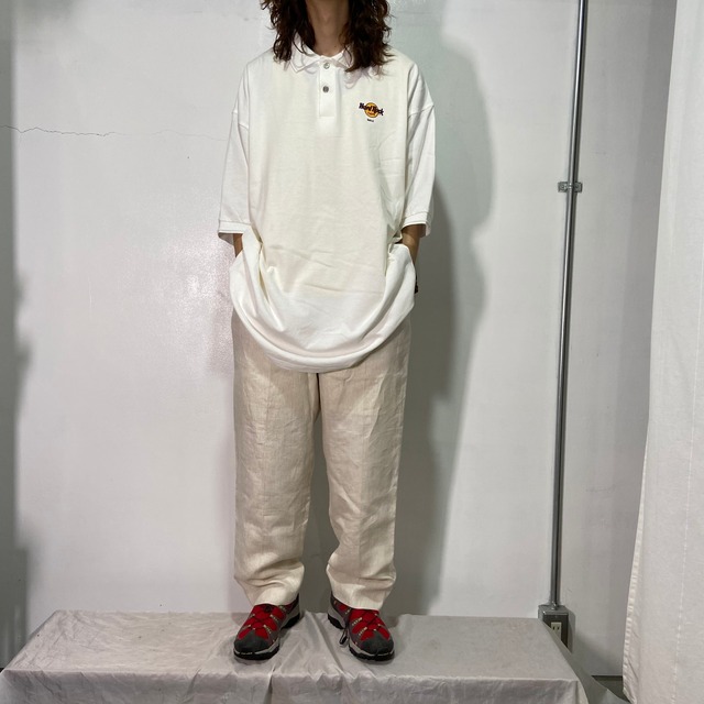 『送料無料』Hard rock cafe ハードロックカフェ　ビッグサイズポロシャツ　白