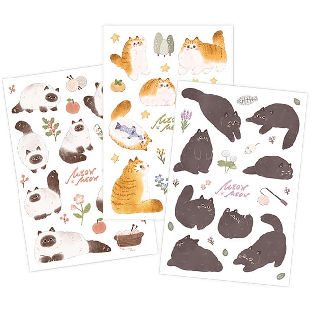 猫 にゃーにゃー 転写シール 2（3枚組） | 猫式×台灣 台湾雑貨 猫雑貨