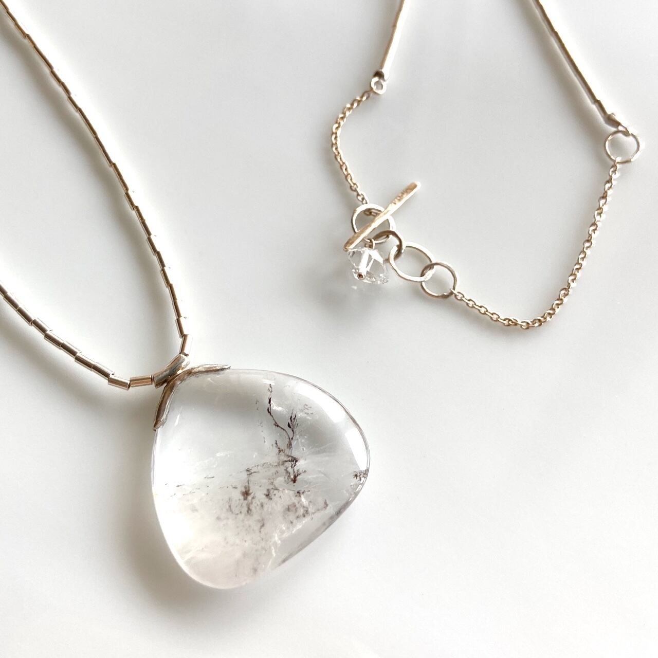 art jewelry marble デンドリテッククオーツシルバーネックレス