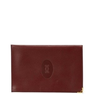 カルティエ マストライン ポーチ ボルト レッド レザー レディース CARTIER 【中古】