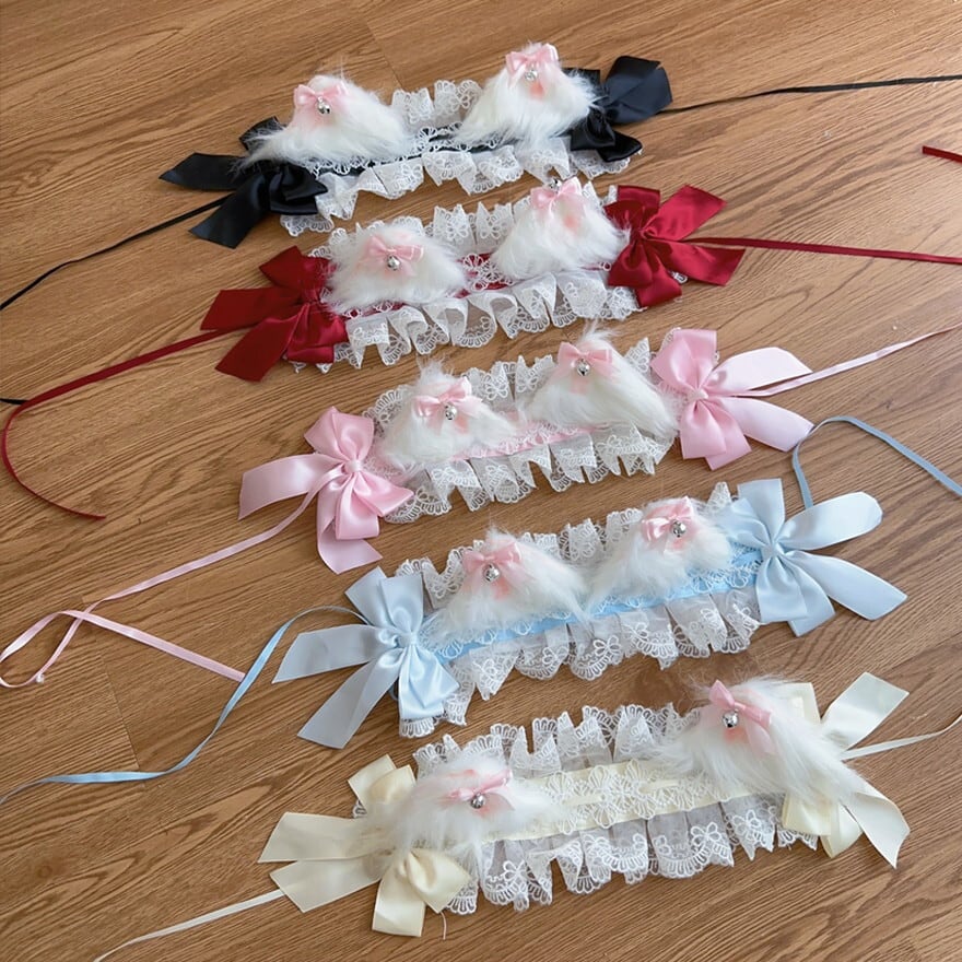 ヘッドドレス 猫耳 パーティ 小物アクセサリー レース リボン コスプレ ケモ耳