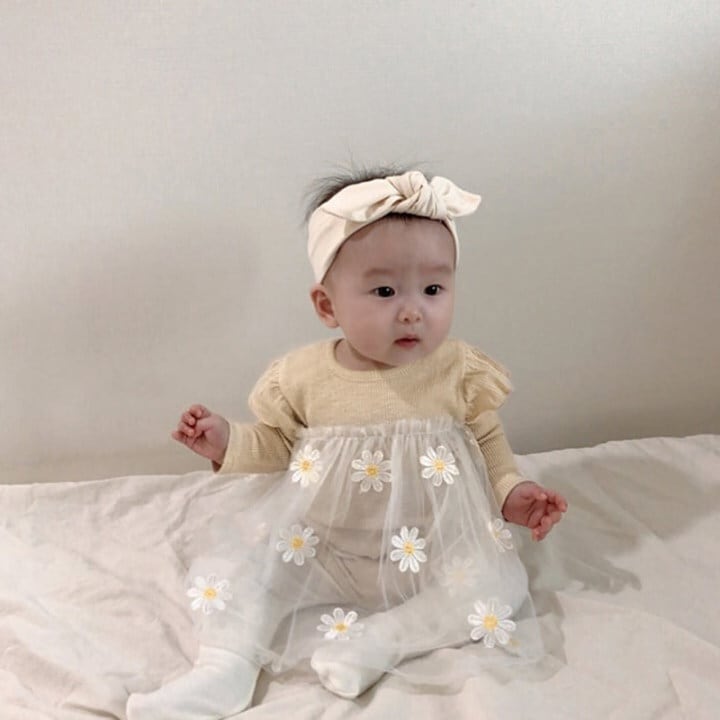 【BABY】韓国風 レースワンピース風ロンパース