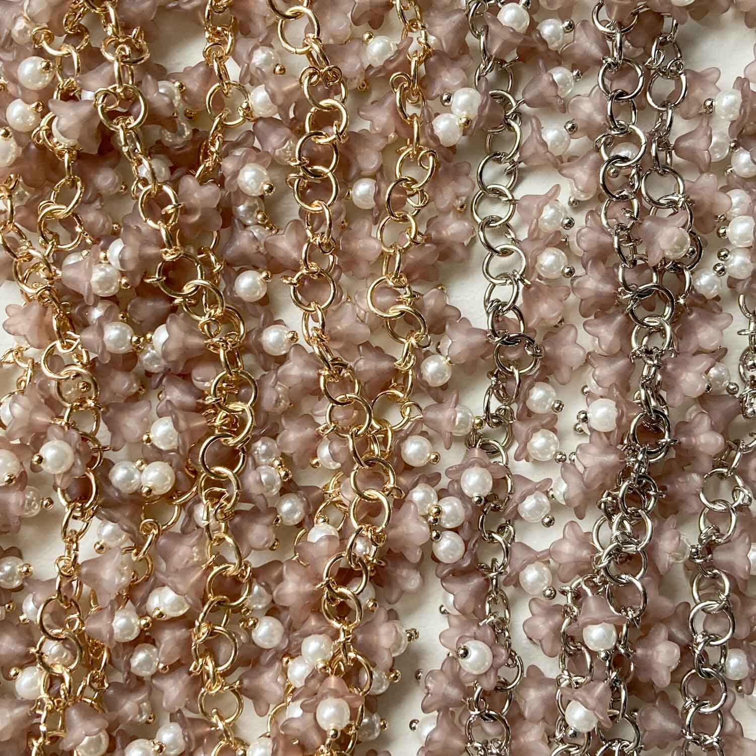 再入荷〉マット紫花のデザインチェーン（10cm〜） | Dua-アクセサリー