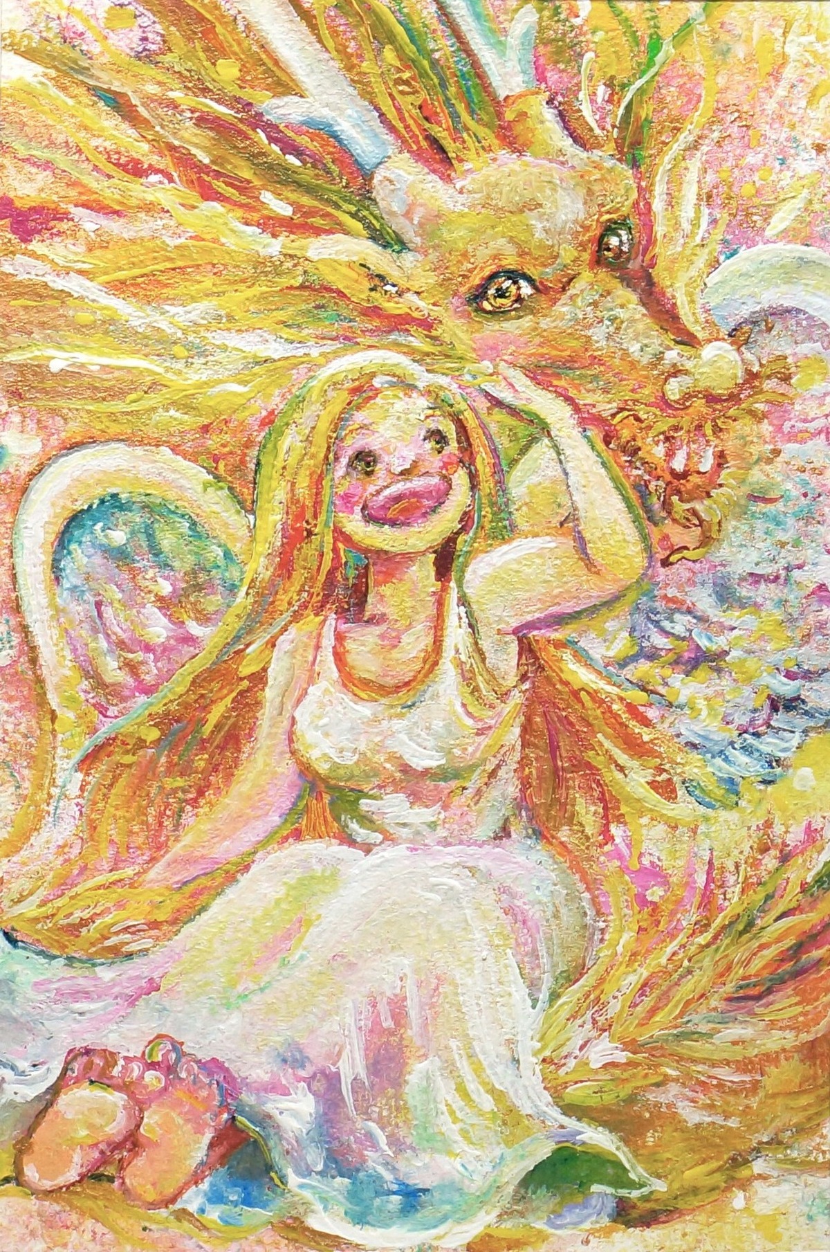 額付き原画アート【金龍ドンドンと大天使サカエル】 | tamashihi417