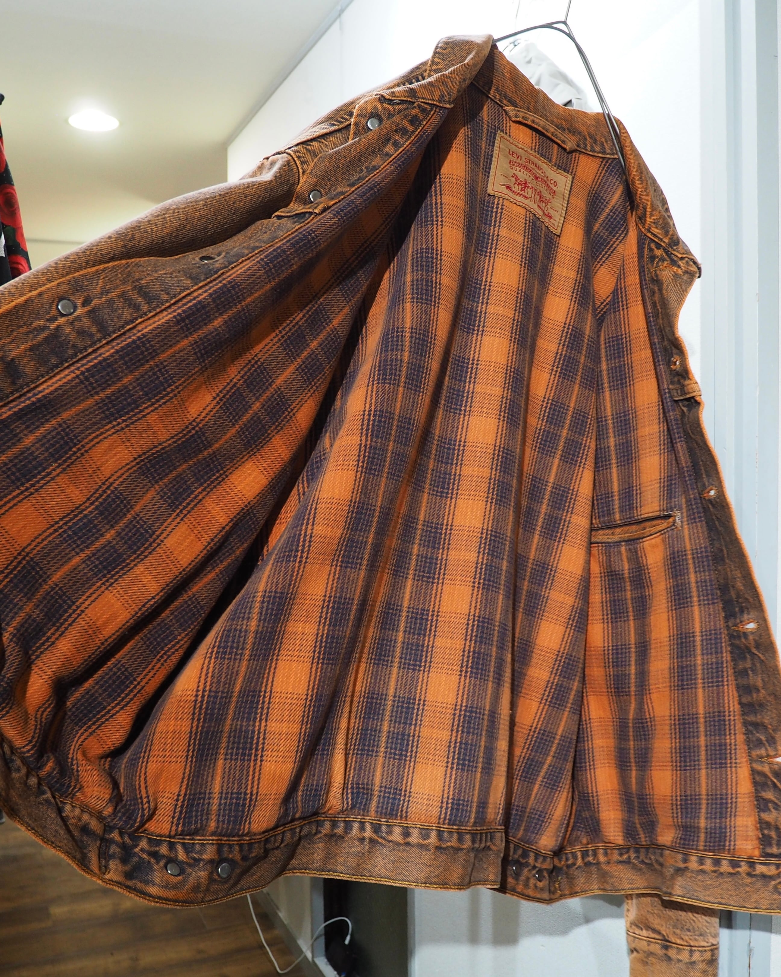 1990s " Made in USA - LEVI’S " Dark Orange Over Dyed vintage Denim jacket