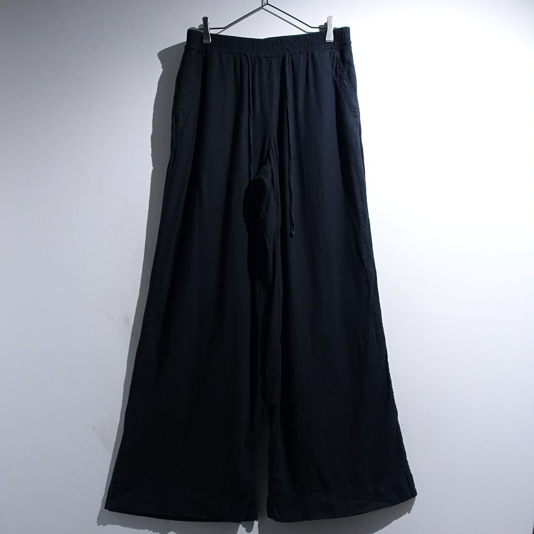 Black Linen & Rayon Wide Easy Pants