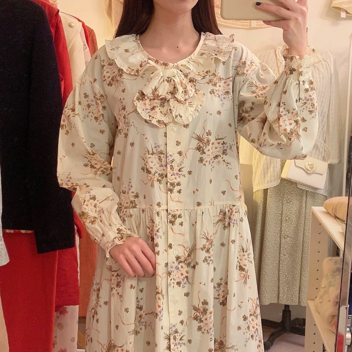 marguerite bouquet frill cotton one-piece