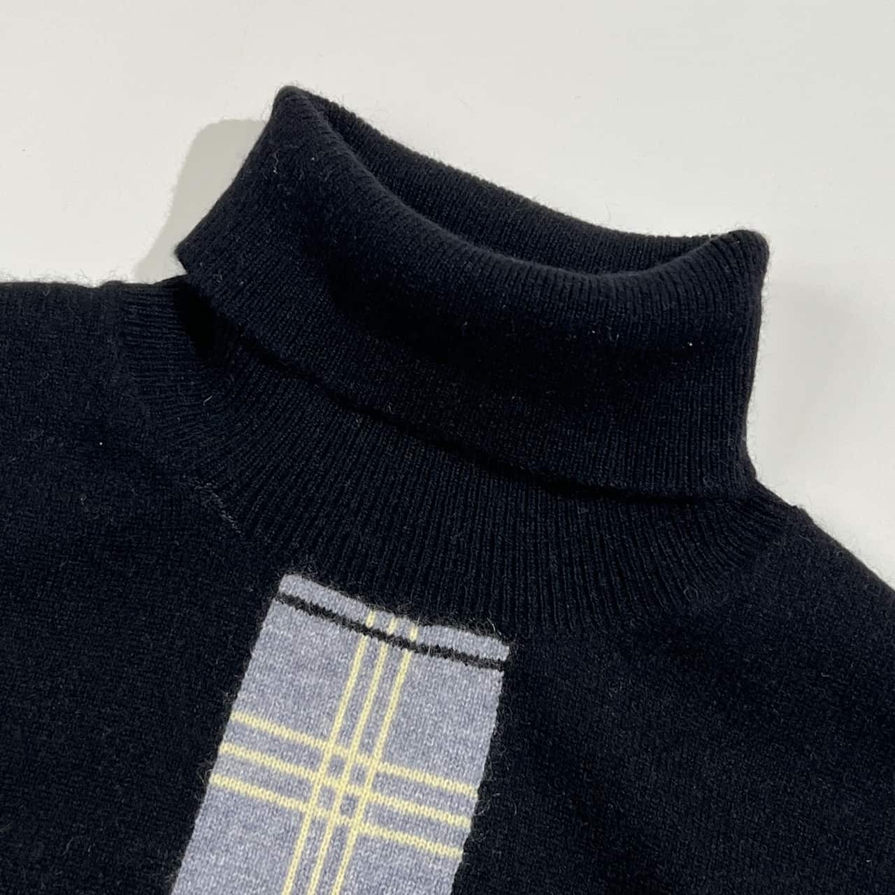 カシミヤ100% CASHMERE カシミヤ タートルネック デザイン 半袖 ニット セーター F/ブラック レディース