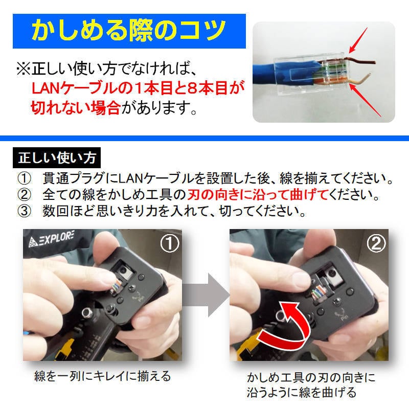 LANケーブル自作セット 貫通コネクタ30個+かしめ工具+LANテスター+ LANケーブル自作セット 貫通コネクタ30個+かしめ工具+LANテスター+