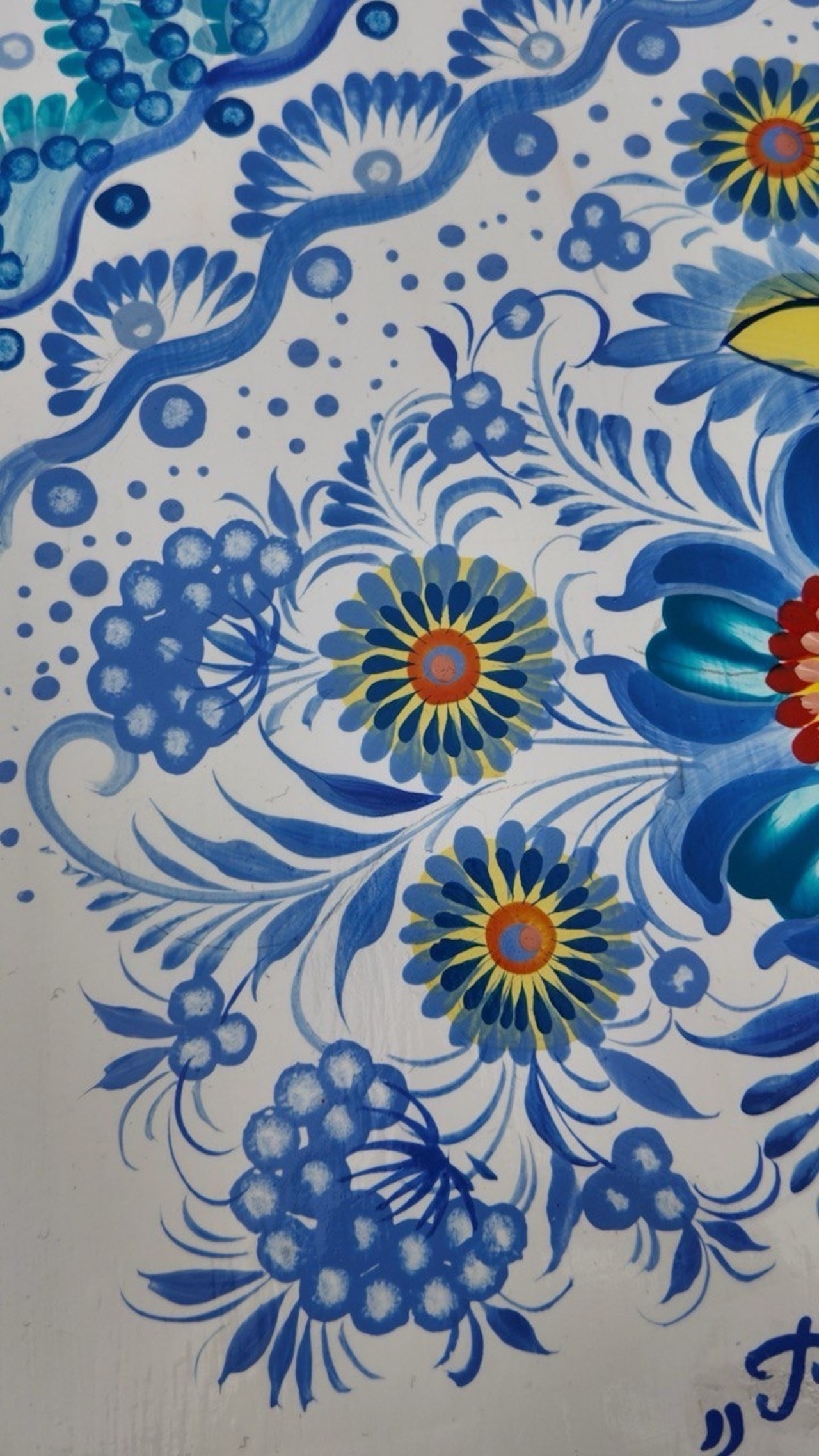 【ウクライナのクリスマス】ペトリキフカ・壁掛け手描きアートパネル（ティモシェンコ作） - 8