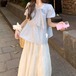 3色／サイドリボンネックトップス ・67634