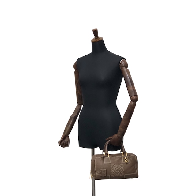 LOEWE ロエベ ハンドバッグ ブラウン アマソナ28 ステッチ レザー ミニボストン vintage ヴィンテージ オールド irfyjk