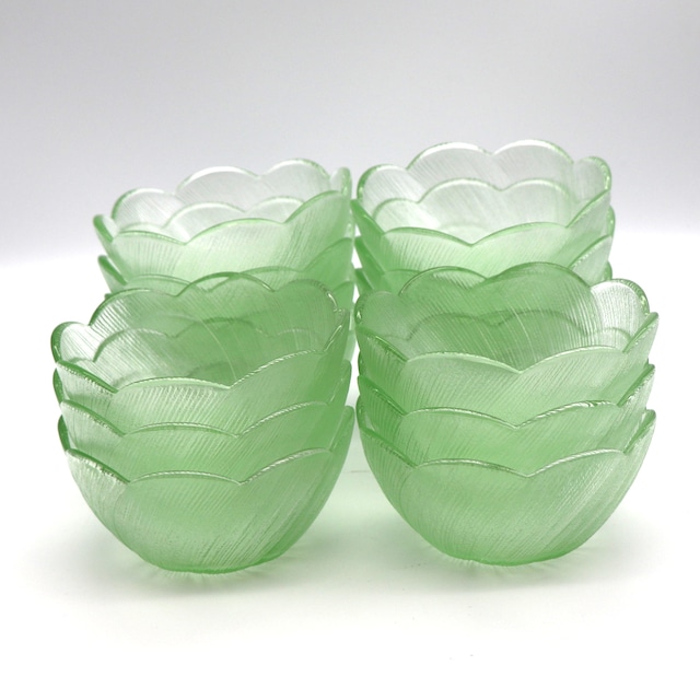 ガラス食器・盛皿・小鉢・グリーン・14点セット・No.200926-154・梱包サイズ80