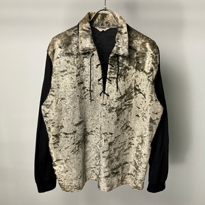 vintage 1960’s silver fake fur switching lace up pullover