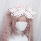♡【Sayakadoll original No.17】【受注生産】夢見るエンジェル きらめき天使の羽ビジュー＆サテンアイマスク型ヘッドドレス pink ♡