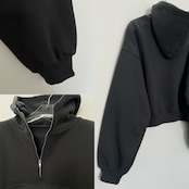 裏起毛ハーフZIPショート丈PK/チャコール