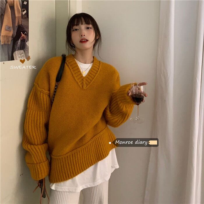 Vネックセーター コート オータムウィンタールーズニット 秋物 冬物 モンロー25815160421