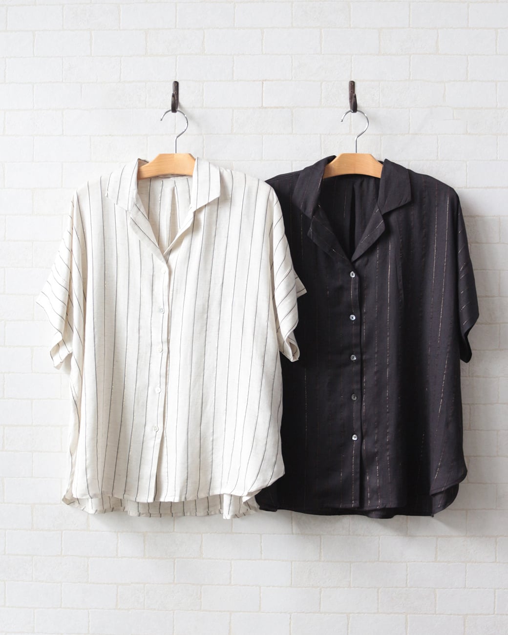 hunch】レーヨン ラメストライプ開襟シャツ (260599) | voice clothing