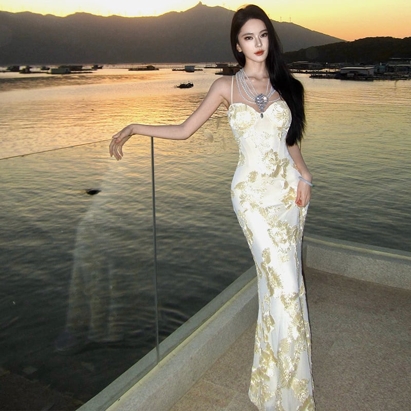 キャバドレス セクシー 谷間魅せ ロング丈 パーティー タイト メッシュ ロングドレス キャバドレス セクシー 上品 刺繍 バックレス タイト