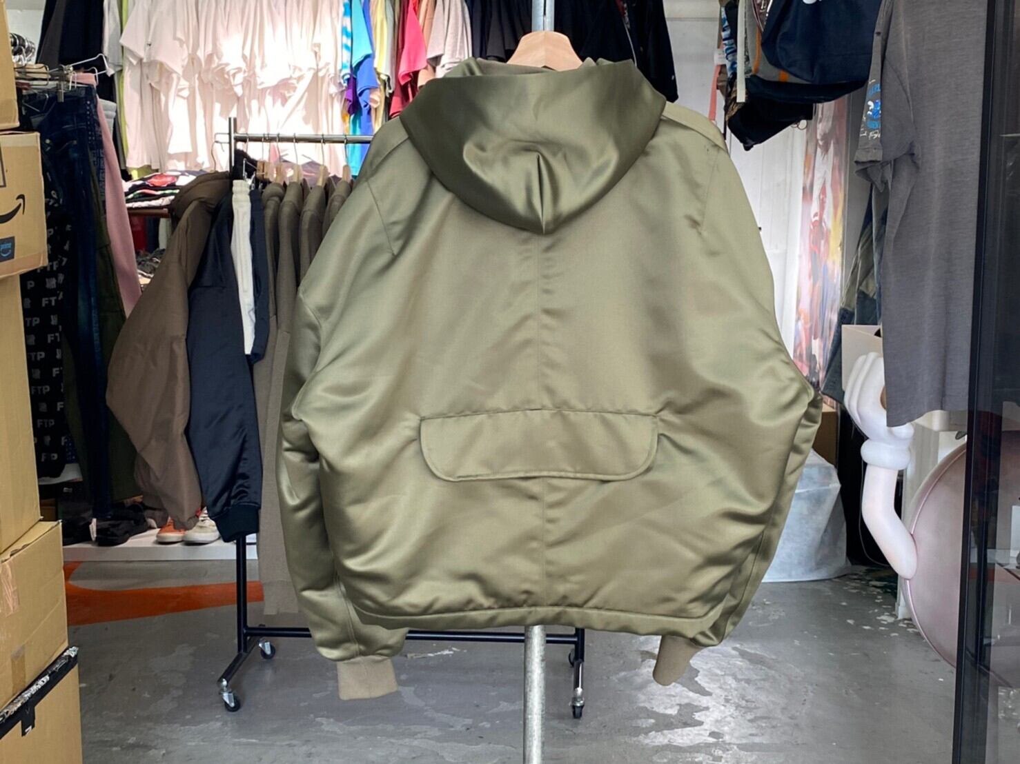 FEAR OF GOD FIFTH COLLECTION HOODED MA-1 BOMBER JACKET OLIVE LARGE 