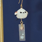 【片耳販売】えながりん｜シマエナガ風鈴のミニチュアピアス イヤリング イヤーカフ チャーム　ネックレス