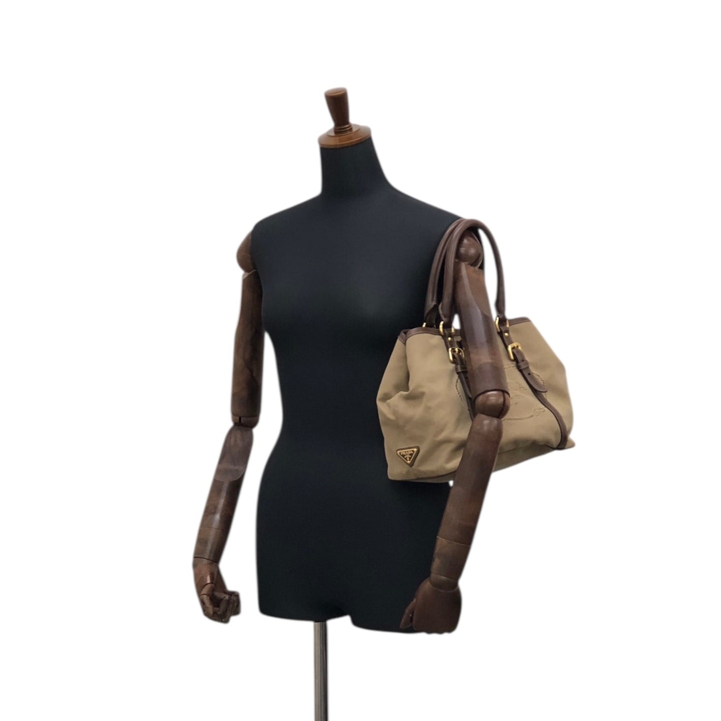 PRADA プラダ トートバッグ ブラウン ロゴ ジャガード vintage