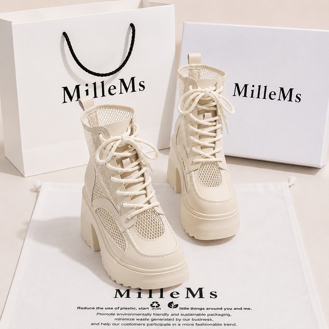mesh lace up martin boots m0016