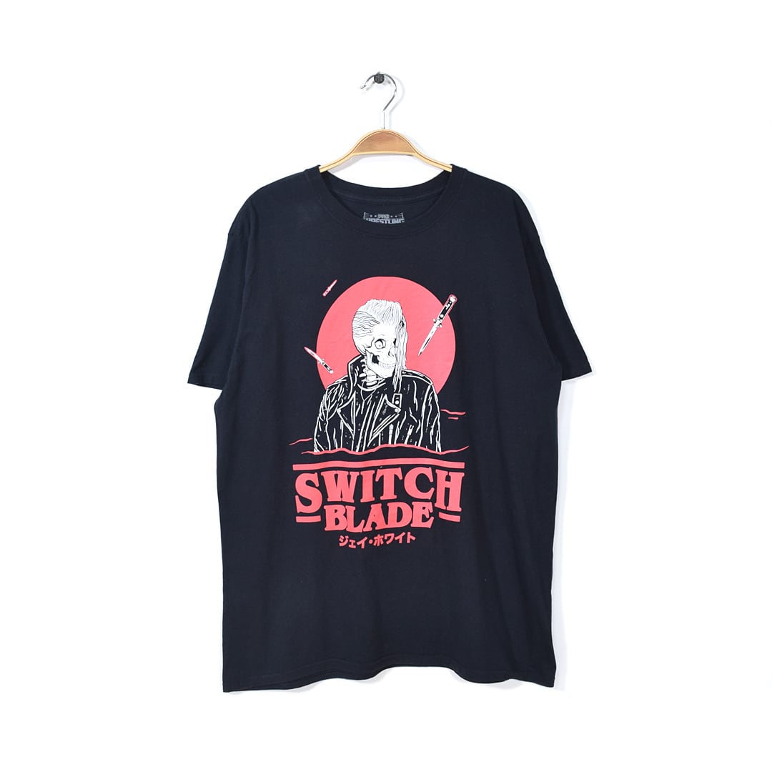 ジェイホワイト スイッチブレード Tシャツ プロレスラー 新日本プロレス 黒 JAY WHITE SWITCHBLADE メンズL 古着 @BZ0059