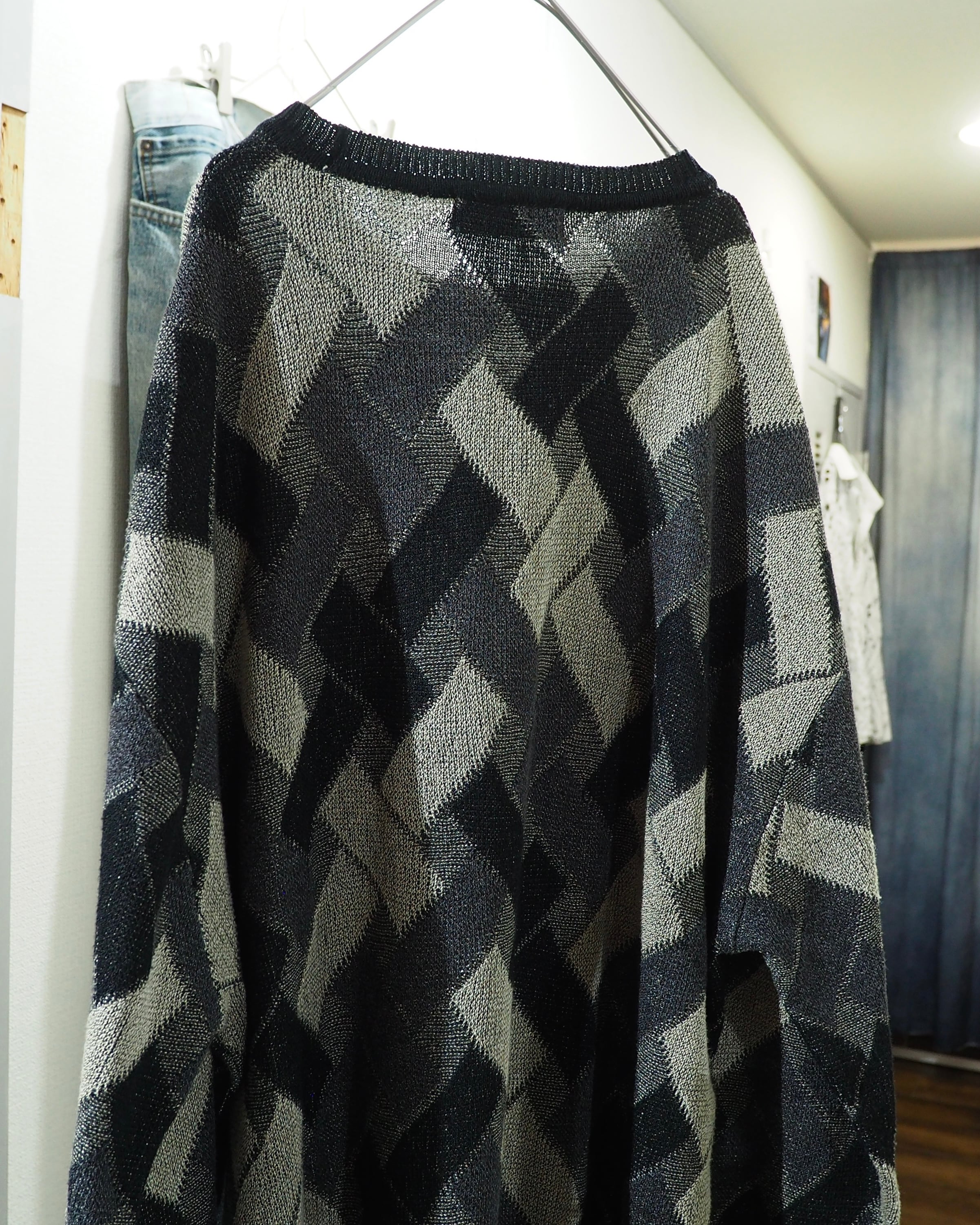 1990s " northern isles " Monotone Intrecciato Pattern Vintage Loose Knit