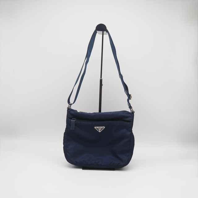 PRADA ナイロンショルダーバッグ ナイロン レザー ネイビー プラダ 付属品付き
