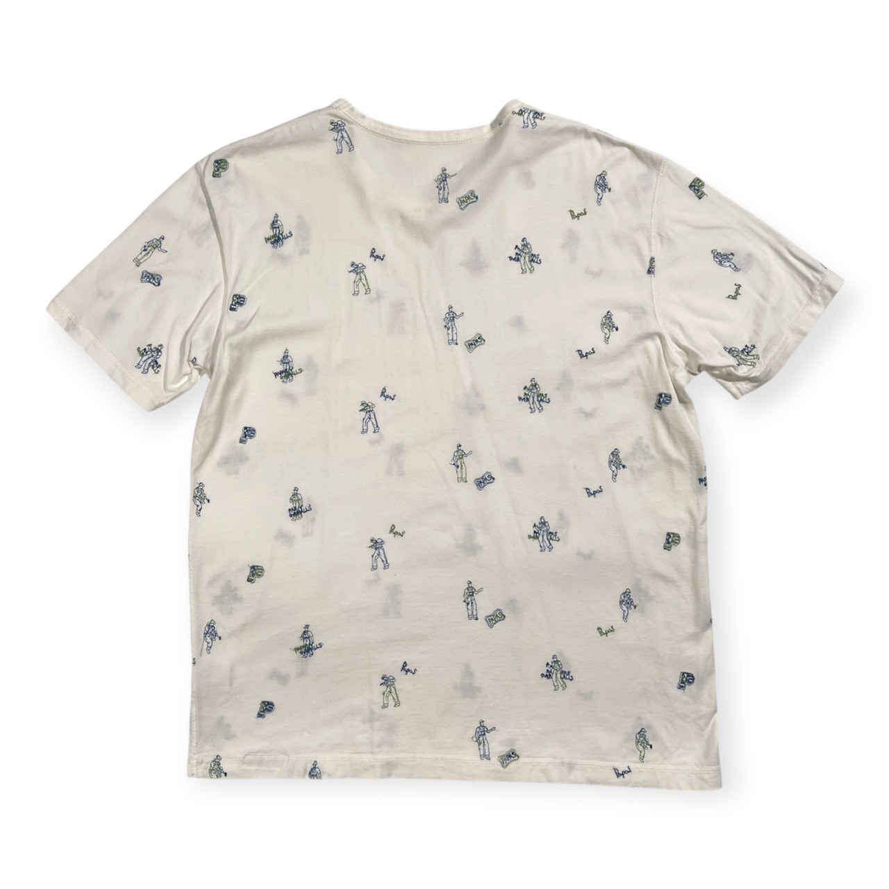 Papas パパス 刺繍 総柄 半袖Tシャツ カットソー サイズ 50 L /ホワイト/メンズ/日本製