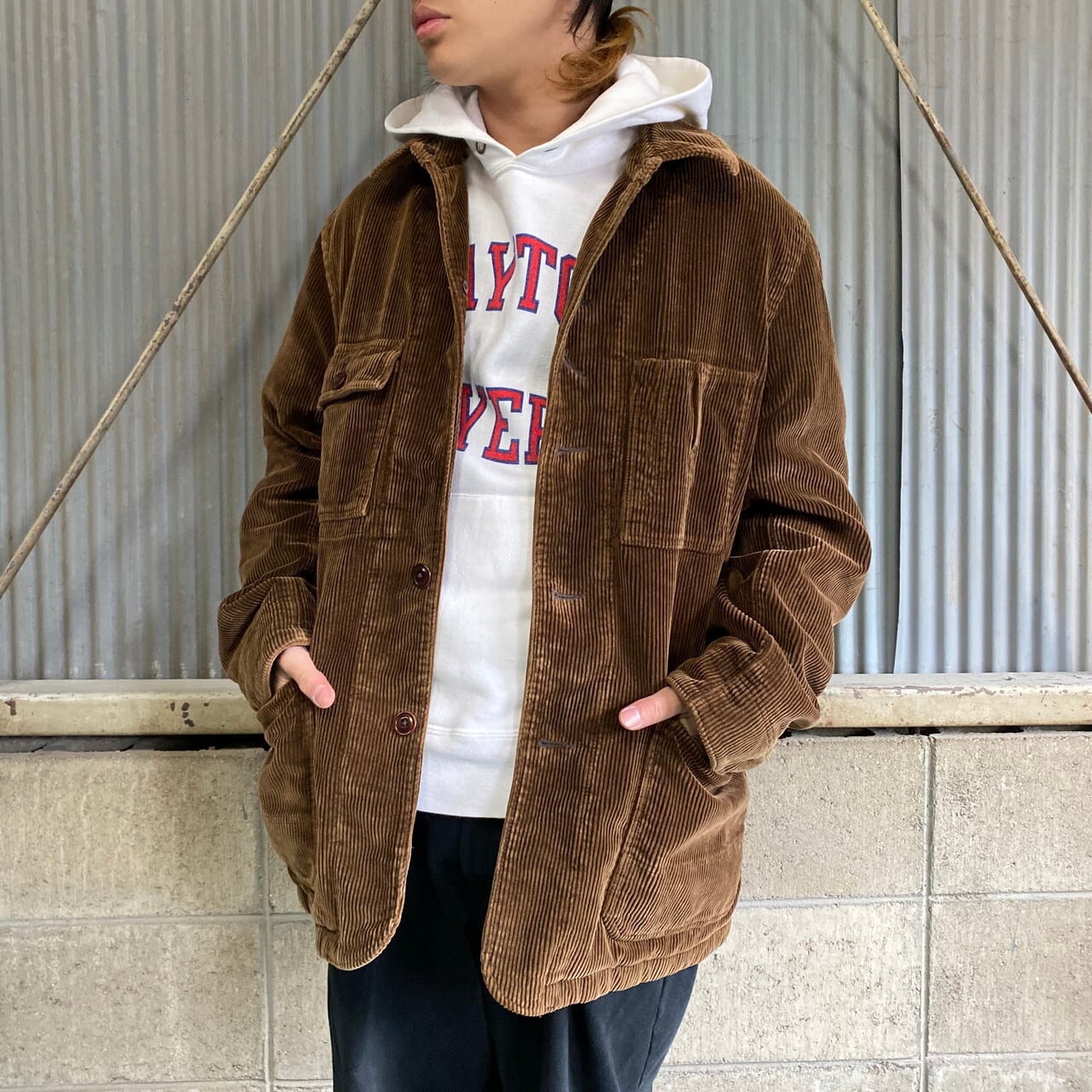 J Crew Jクルー コーデュロイジャケット カバーオール メンズl 古着 ブラウン 茶色 太畝 キルティングライナー ブルゾン ジャケット Sa30 Al Cave 古着屋 公式 古着通販サイト