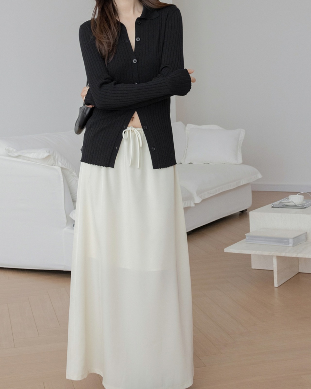 Slim stretch long sleeve Cardigan　T20067