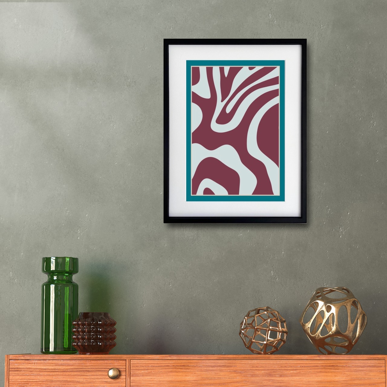 静寂の流れ Ⅱ｜曲線が織りなすミニマル抽象アートポスター｜空間を整える落ち着きと静けさの一枚｜A3ポスター