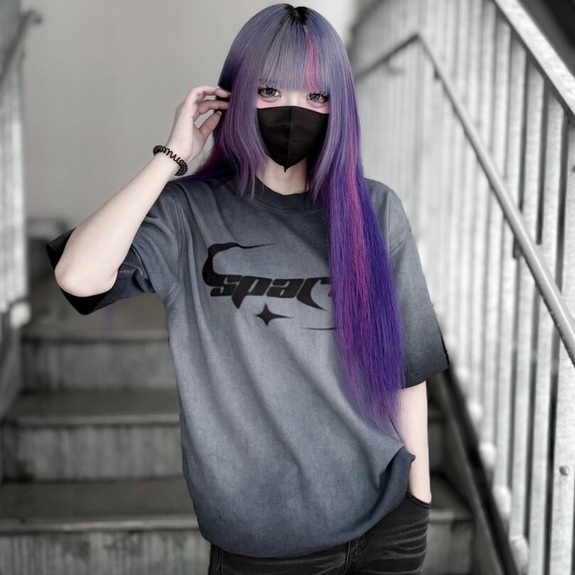 【CANDY SELECT 】スプレー加工テレコTシャツ 235591 カットソー グランジ  トップス ストリート 地雷 サブカル ブランド ユニセックス